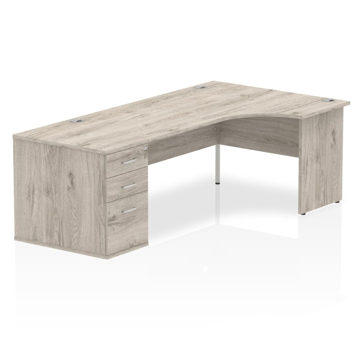Office furniture impulse-panel-end-crescent-desk-workstation Dynamic  Grey Oak 180 Right Wide 800 Pedestal