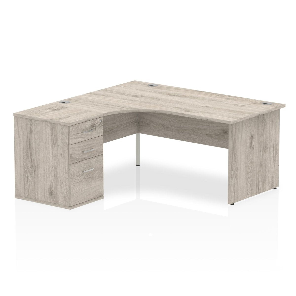 Office furniture impulse-panel-end-crescent-desk-workstation Dynamic  Grey Oak 160 Left Wide 600 Pedestal