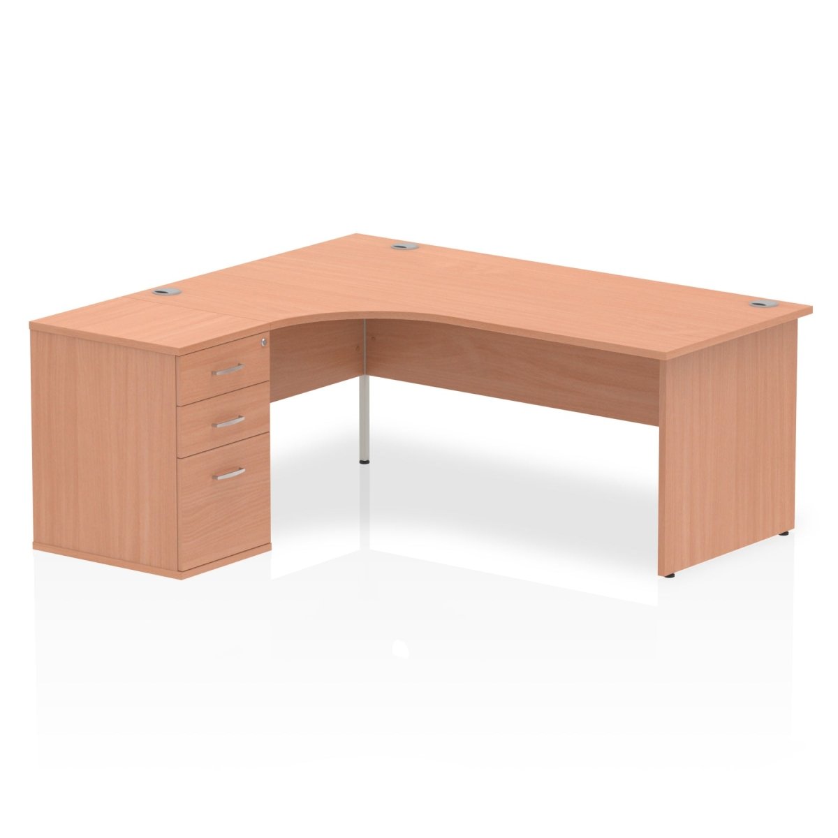 Office furniture impulse-panel-end-crescent-desk-workstation Dynamic  Beech 180 Left Wide 600 Pedestal