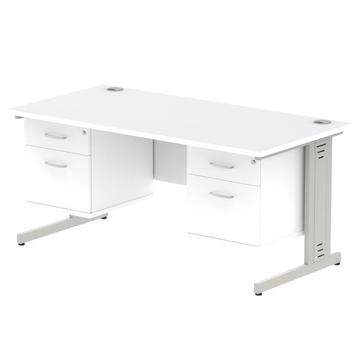 Office furniture impulse-160mm-cable-managed-straight-desk-with-fixed-pedestal Dynamic  WHITE Desk Colour 2 Drawer 