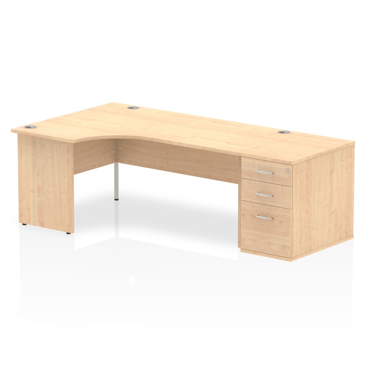 Office furniture impulse-panel-end-crescent-desk-workstation Dynamic  Maple 180 Left Wide 800 Pedestal