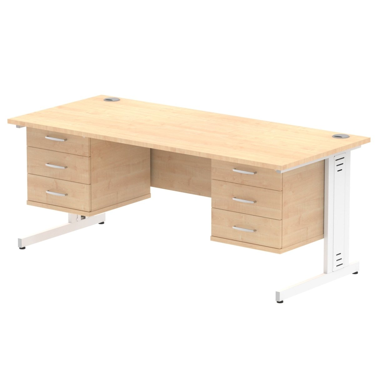 Office furniture impulse-180mm-cable-managed-straight-desk-with-fixed-pedestal Dynamic  WALNUT Desk Colour 2 Drawer x2 