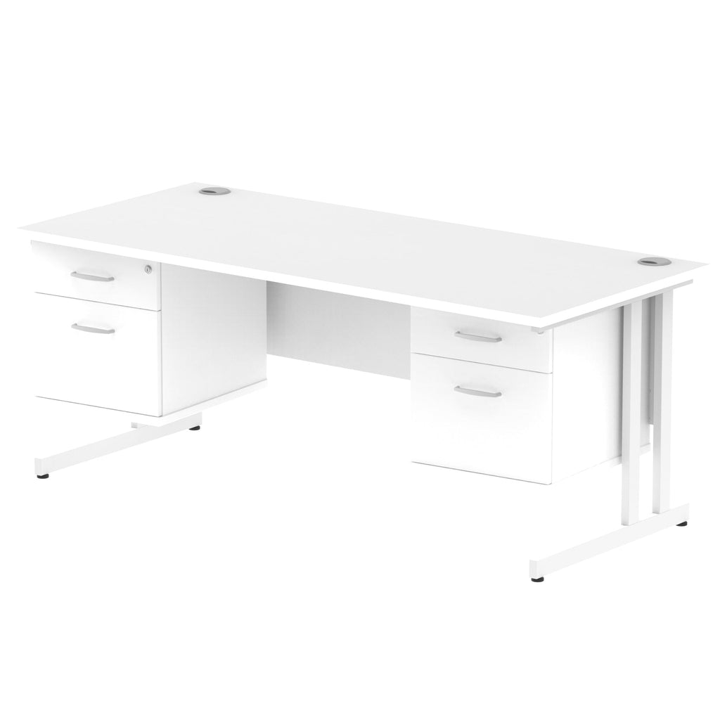 Office furniture impulse-cantilever-straight-desk-white-frame-with-fixed-pedestal Dynamic  WHITE 180 Wide 3 Drawer x2