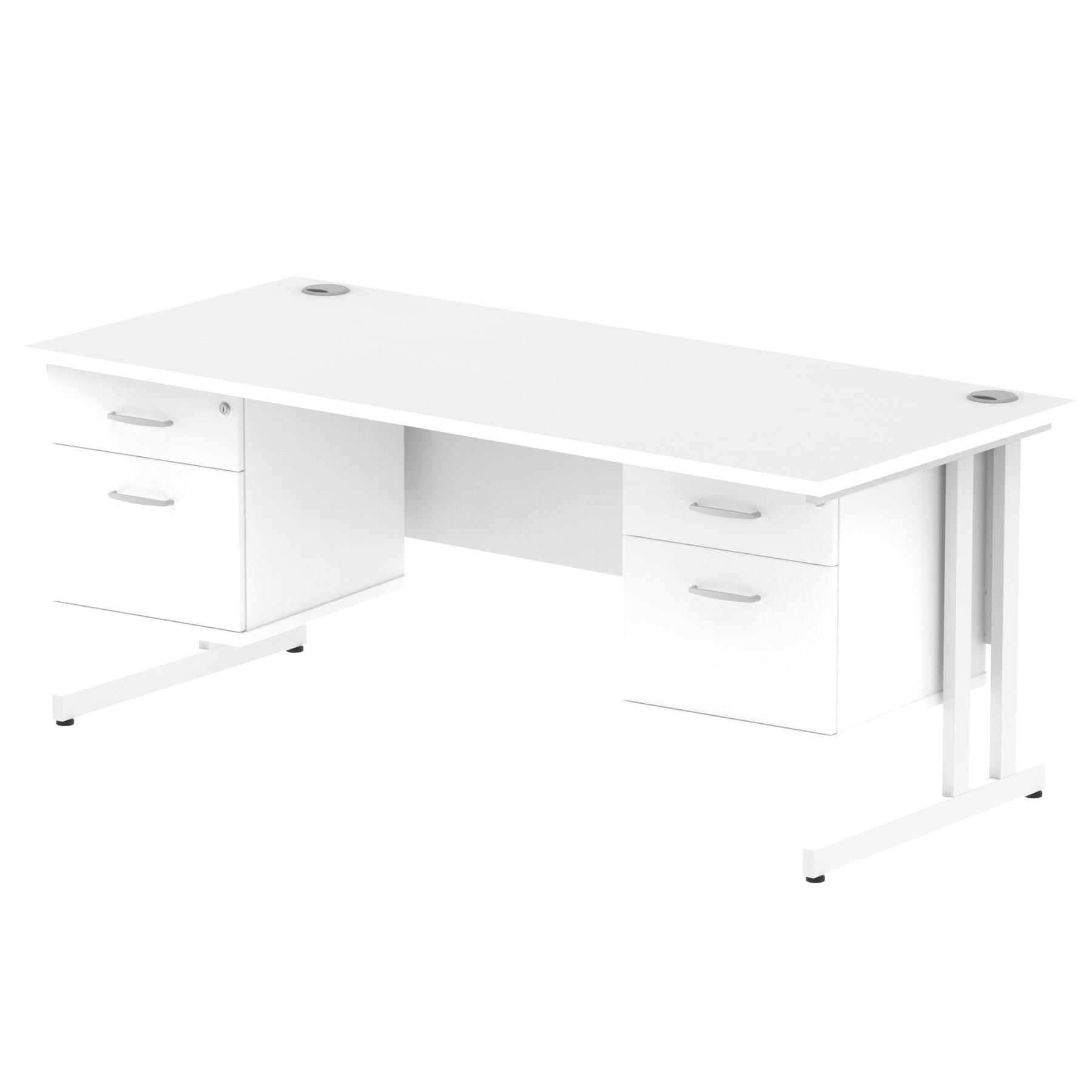 Office furniture impulse-cantilever-straight-desk-white-frame-with-fixed-pedestal Dynamic  WHITE 180 Wide 3 Drawer x2