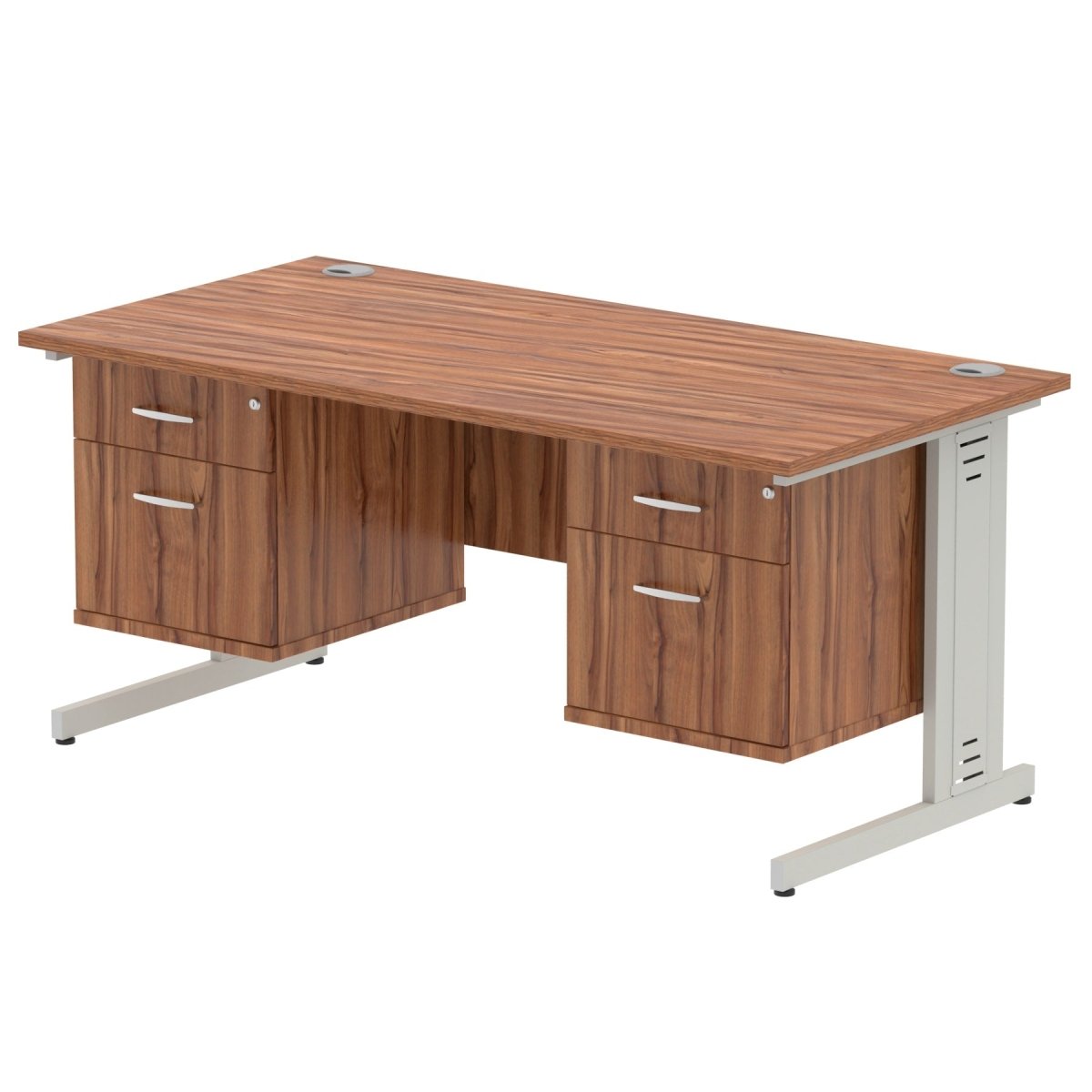 Office furniture impulse-160mm-cable-managed-straight-desk-with-fixed-pedestal Dynamic  WHITE Desk Colour 3 Drawer 