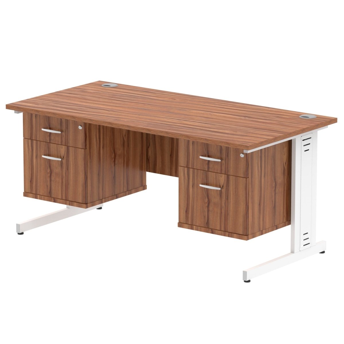 Office furniture impulse-160mm-cable-managed-straight-desk-with-fixed-pedestal Dynamic  WHITE Desk Colour 3 Drawer x2 
