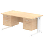 Office furniture impulse-160mm-cable-managed-straight-desk-with-fixed-pedestal Dynamic  WALNUT Desk Colour 2 Drawer 