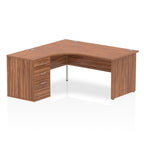 Office furniture impulse-panel-end-crescent-desk-workstation Dynamic  Walnut 160 Left Wide 600 Pedestal