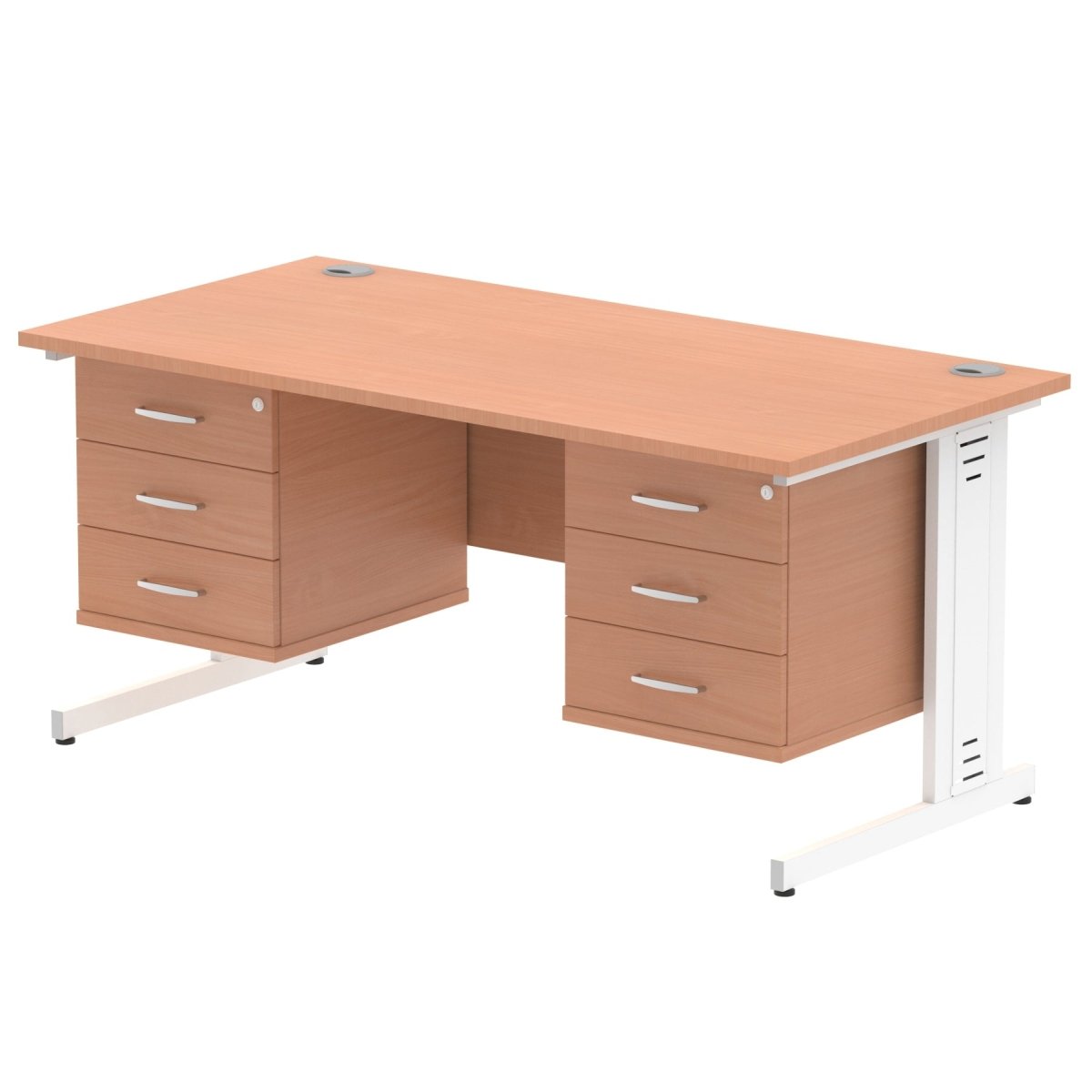 Office furniture impulse-160mm-cable-managed-straight-desk-with-fixed-pedestal Dynamic  WALNUT Desk Colour 2 Drawer x2 