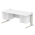 Office furniture impulse-180mm-cable-managed-straight-desk-with-fixed-pedestal Dynamic  WHITE Desk Colour 3 Drawer x2 