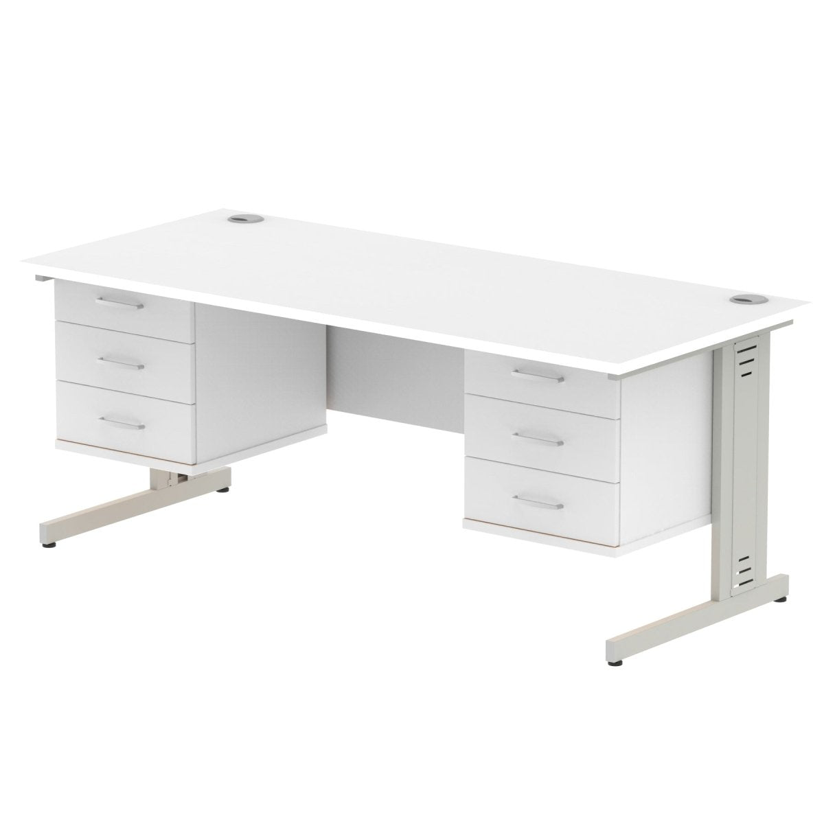 Office furniture impulse-180mm-cable-managed-straight-desk-with-fixed-pedestal Dynamic  WHITE Desk Colour 3 Drawer x2 