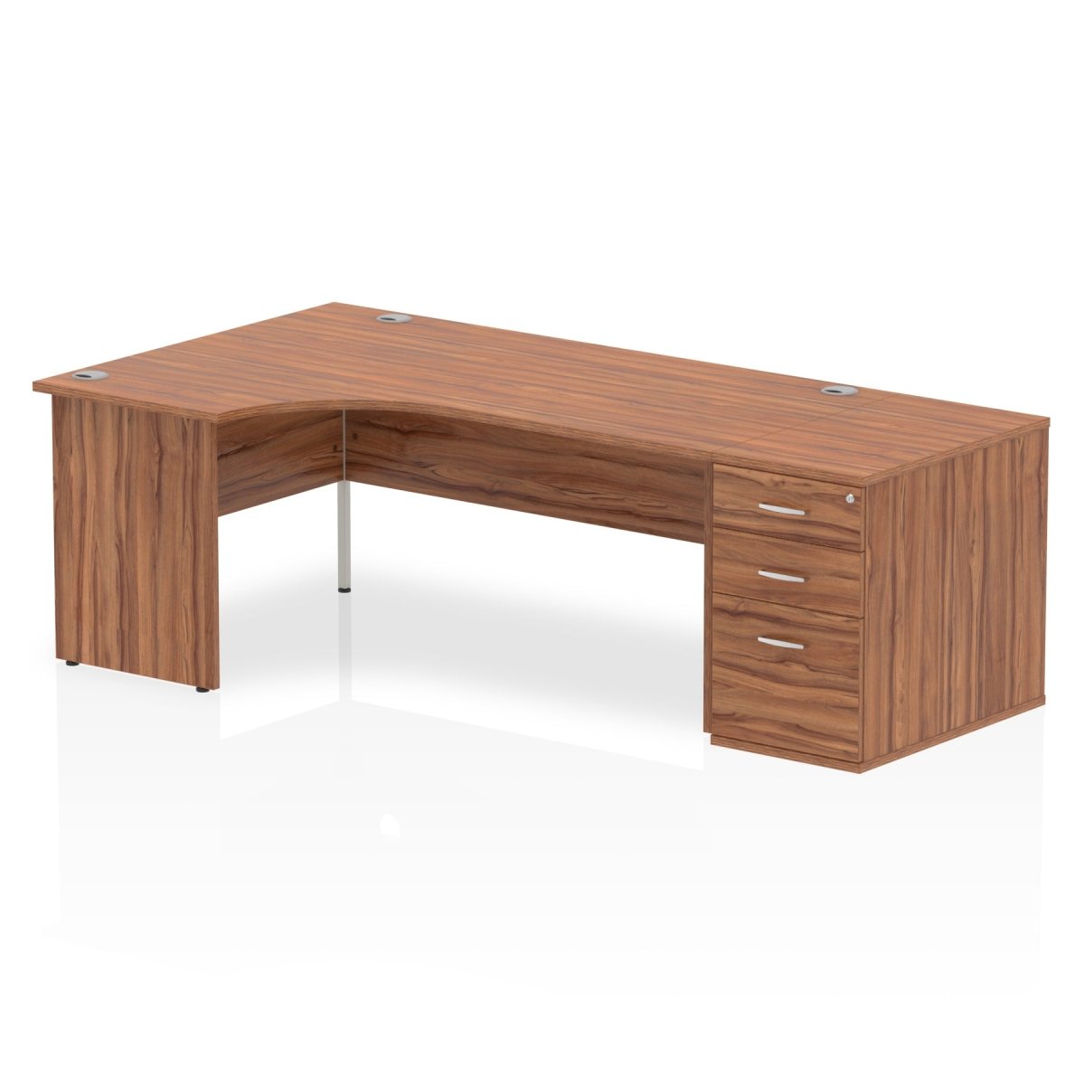 Office furniture impulse-panel-end-crescent-desk-workstation Dynamic  Walnut 180 Left Wide 800 Pedestal