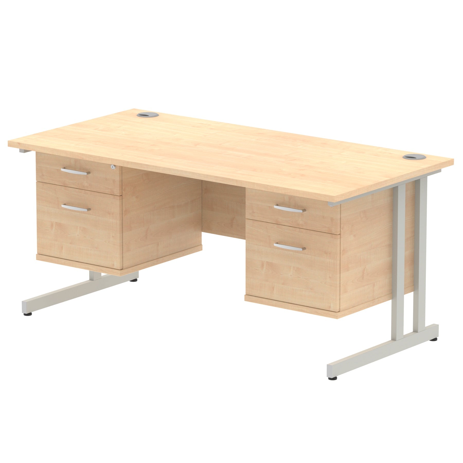 impulse-cantilever-straight-desk-silver-frame-with-fixed-pedestal Dynamic  WALNUT 180 Wide 2 Drawer & 3 Drawer