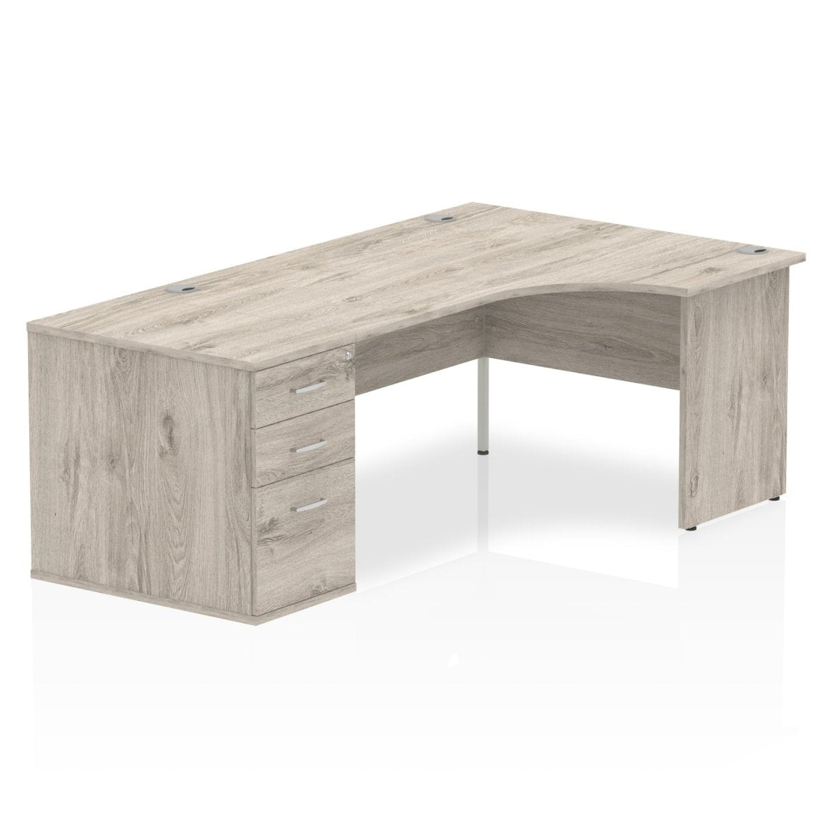 Office furniture impulse-panel-end-crescent-desk-workstation Dynamic  Grey Oak 160 Right Wide 800 Pedestal