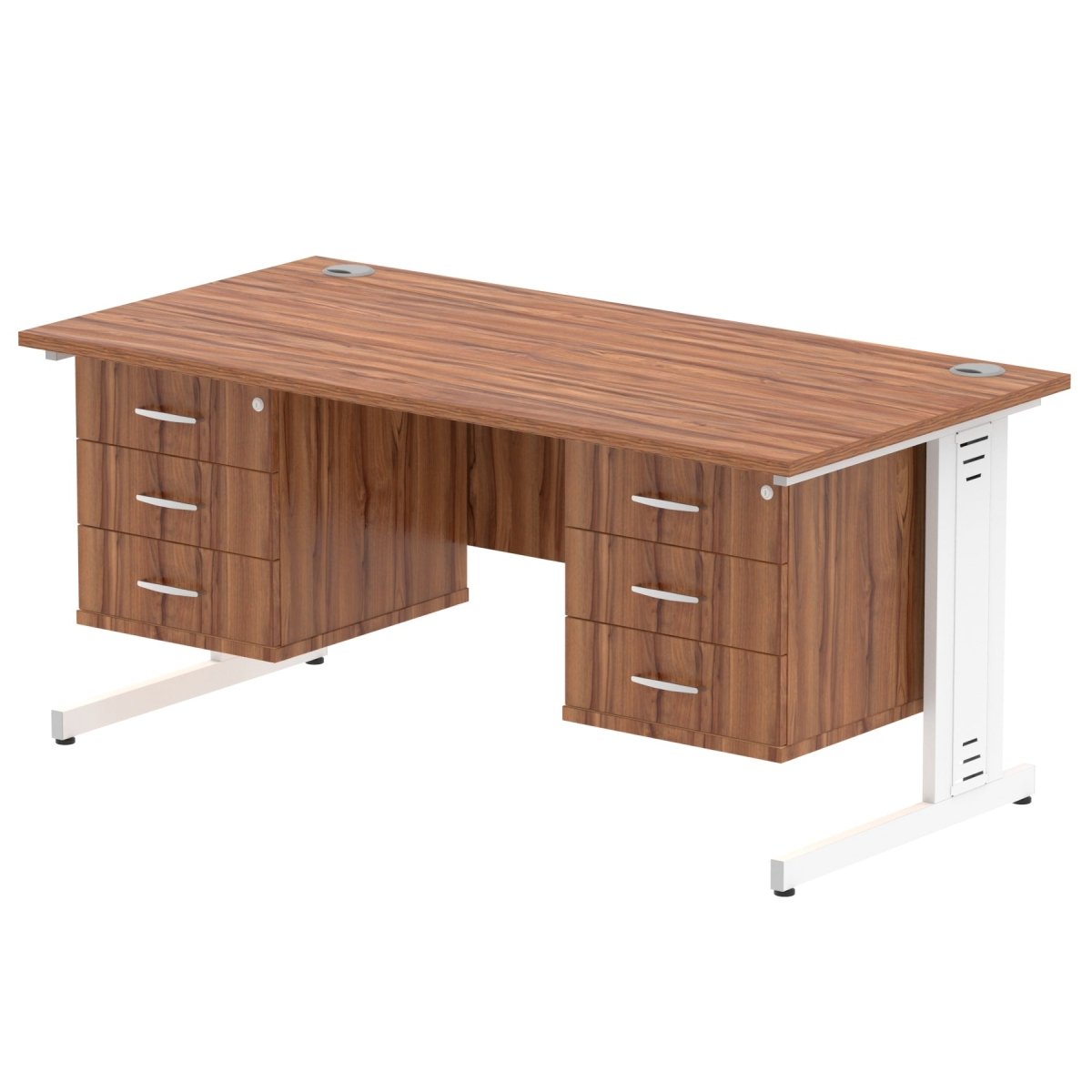 impulse-160mm-cable-managed-straight-desk-with-fixed-pedestal Dynamic  WHITE Desk Colour 2 Drawer & 3 Drawer 