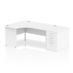 Office furniture impulse-panel-end-crescent-desk-workstation Dynamic  White 160 Left Wide 800 Pedestal