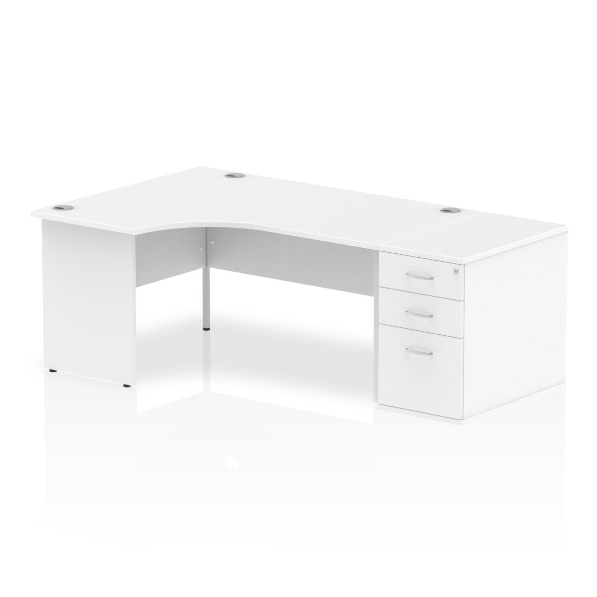 Office furniture impulse-panel-end-crescent-desk-workstation Dynamic  White 160 Left Wide 800 Pedestal