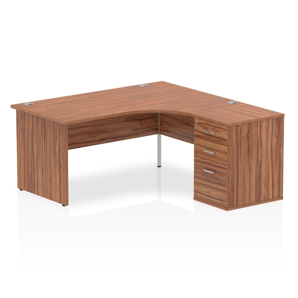 Office furniture impulse-panel-end-crescent-desk-workstation Dynamic  Walnut 160 Right Wide 600 Pedestal