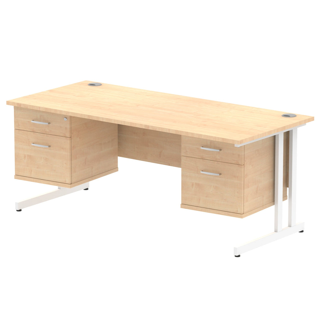 impulse-cantilever-straight-desk-white-frame-with-fixed-pedestal Dynamic  WHITE 180 Wide 2 Drawer & 3 Drawer