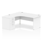 Office furniture impulse-panel-end-crescent-desk-workstation Dynamic  White 160 Left Wide 600 Pedestal