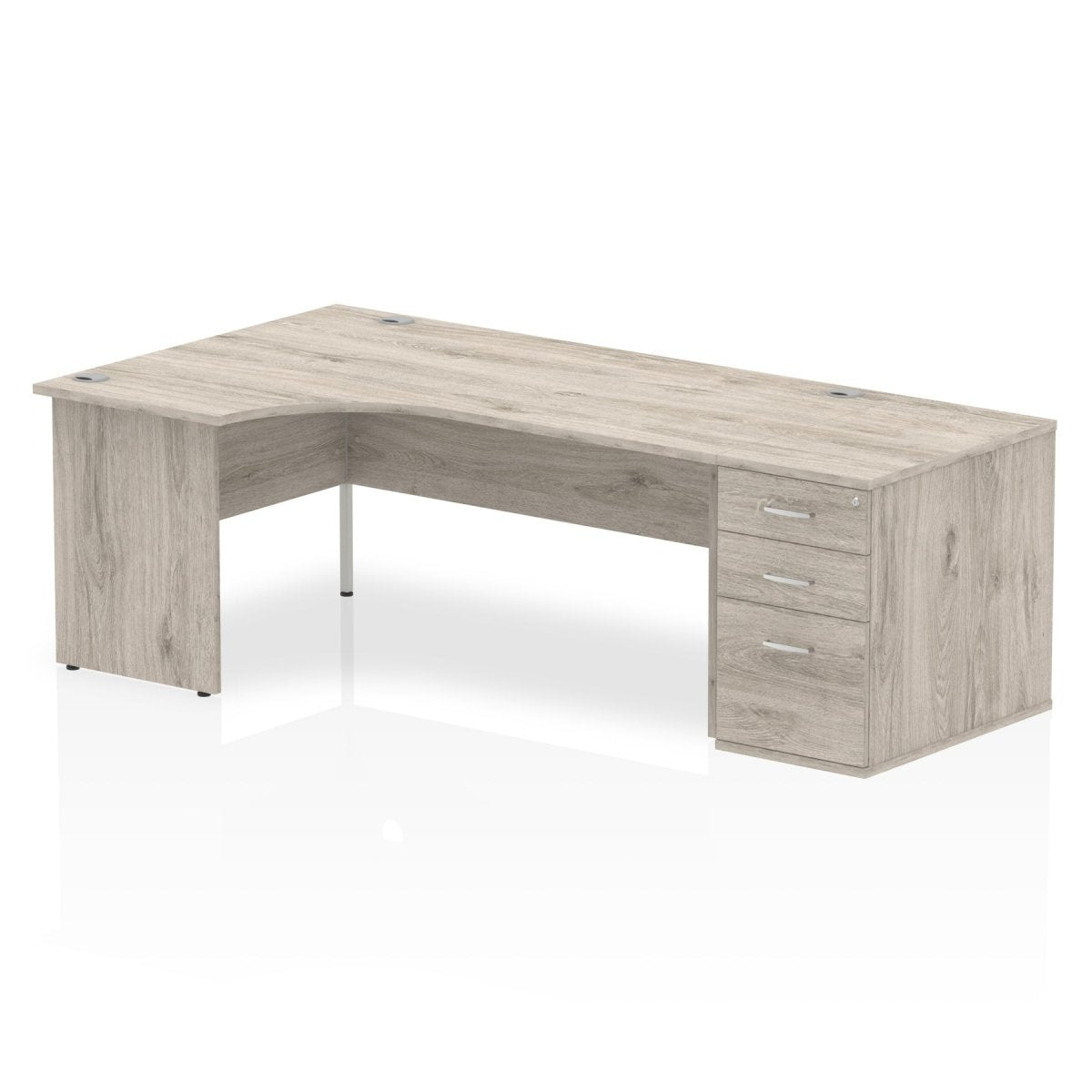Office furniture impulse-panel-end-crescent-desk-workstation Dynamic  Grey Oak 180 Left Wide 800 Pedestal