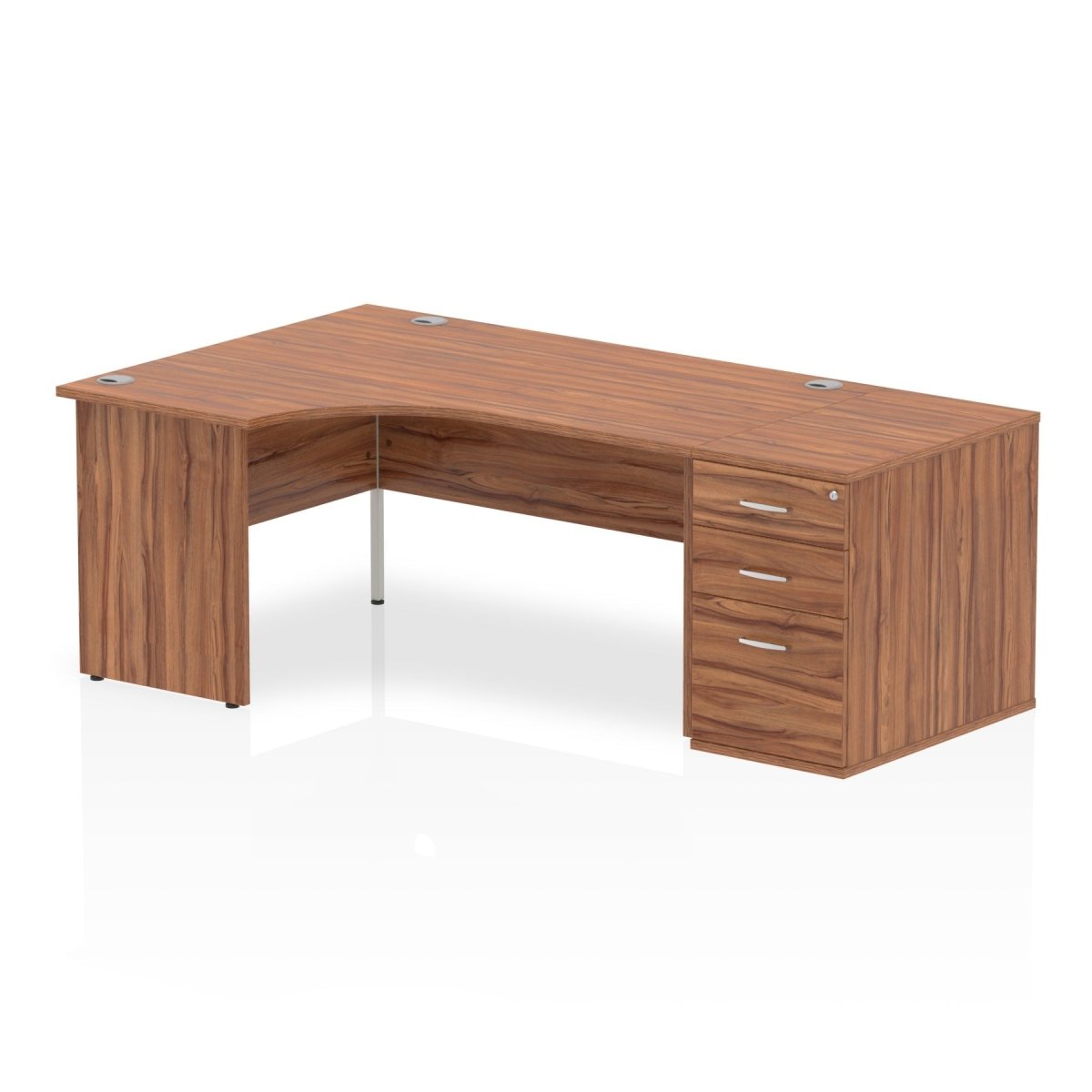 Office furniture impulse-panel-end-crescent-desk-workstation Dynamic  Walnut 160 Left Wide 800 Pedestal