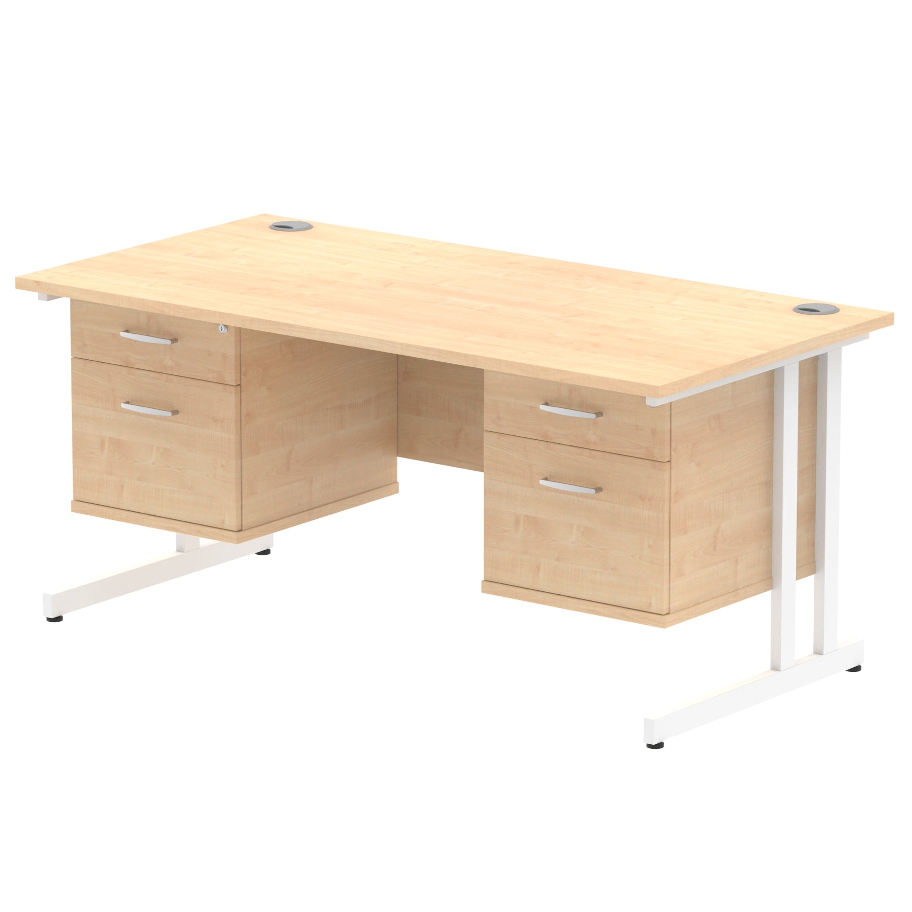 impulse-cantilever-straight-desk-white-frame-with-fixed-pedestal Dynamic  WALNUT 180 Wide 2 Drawer & 3 Drawer