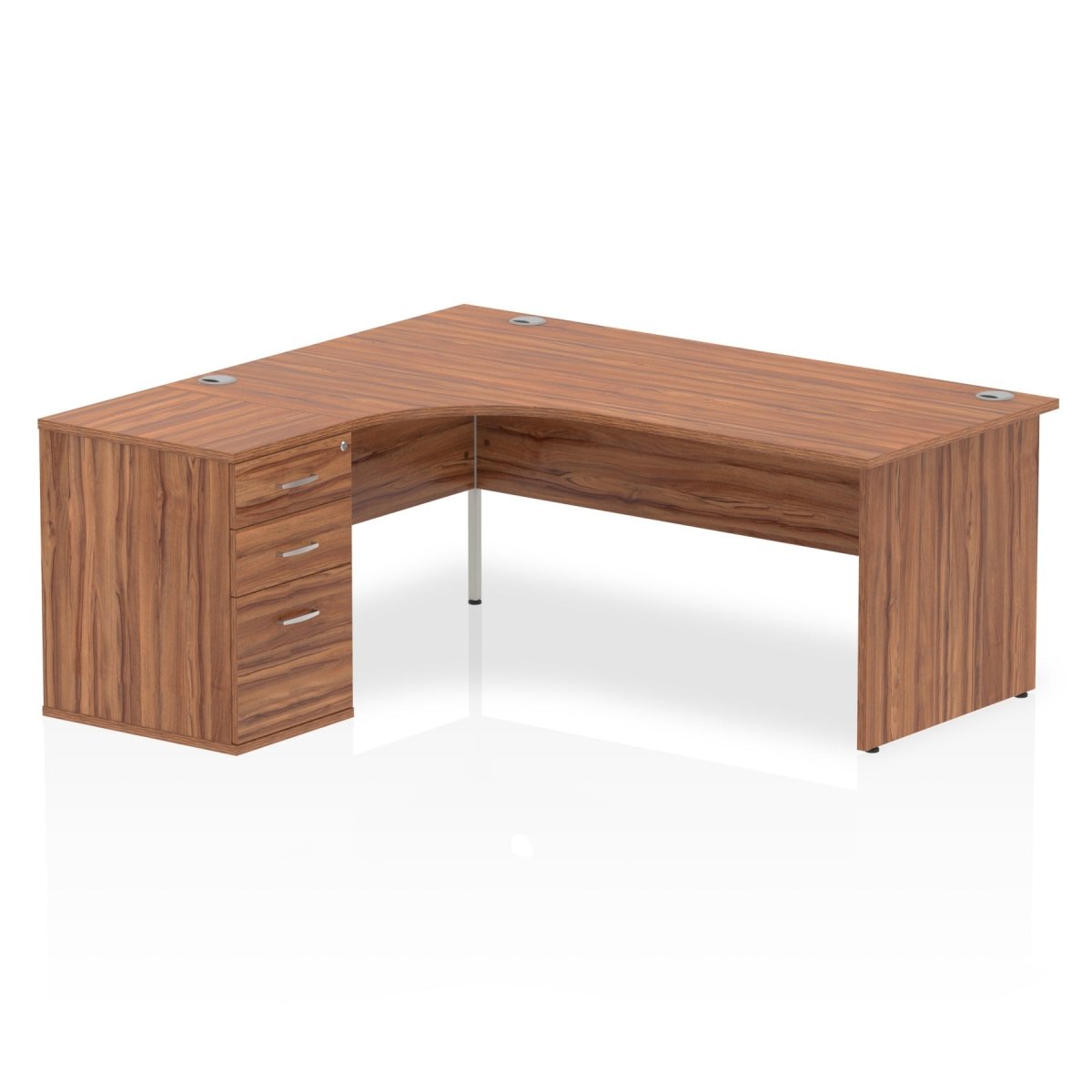 Office furniture impulse-panel-end-crescent-desk-workstation Dynamic  Walnut 180 Left Wide 600 Pedestal