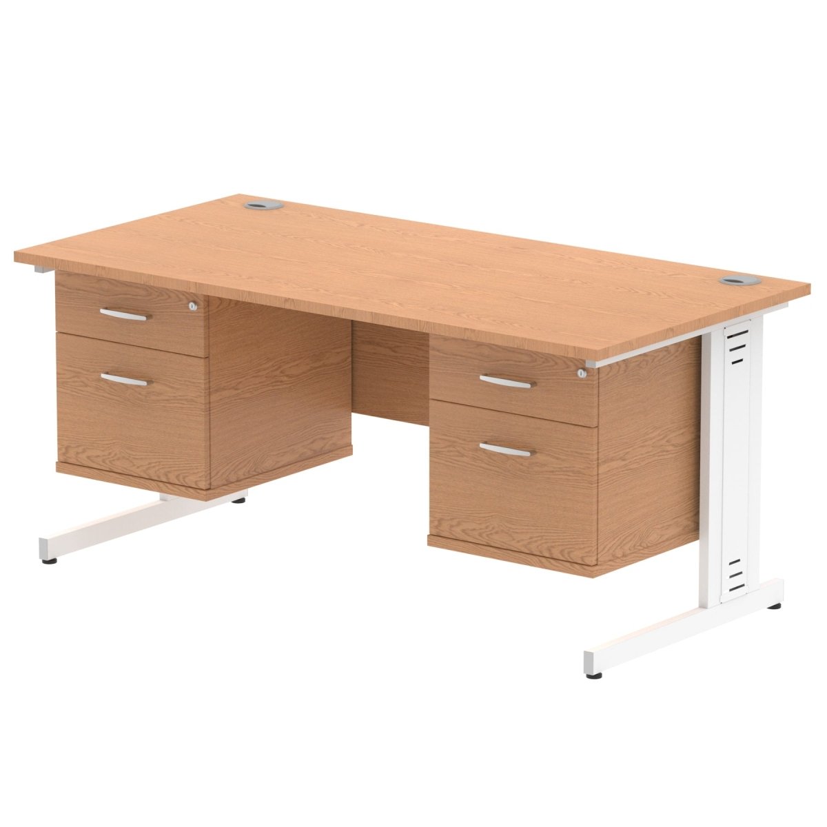impulse-160mm-cable-managed-straight-desk-with-fixed-pedestal Dynamic  WHITE Desk Colour 2 Drawer & 3 Drawer 