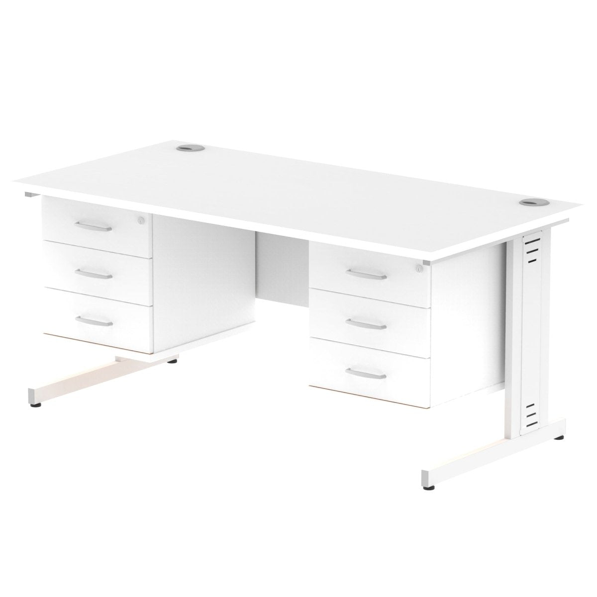 Office furniture impulse-160mm-cable-managed-straight-desk-with-fixed-pedestal Dynamic  WHITE Desk Colour 3 Drawer x2 