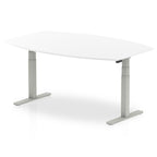 Office furniture high-gloss-writable-boardroom-table-height-adjustable Dynamic  White 180  Wide Silver Wide