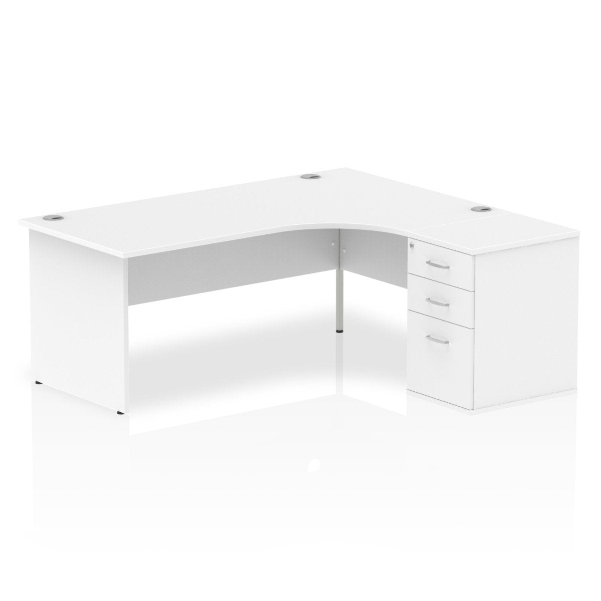 Office furniture impulse-panel-end-crescent-desk-workstation Dynamic  White 180 Right Wide 600 Pedestal