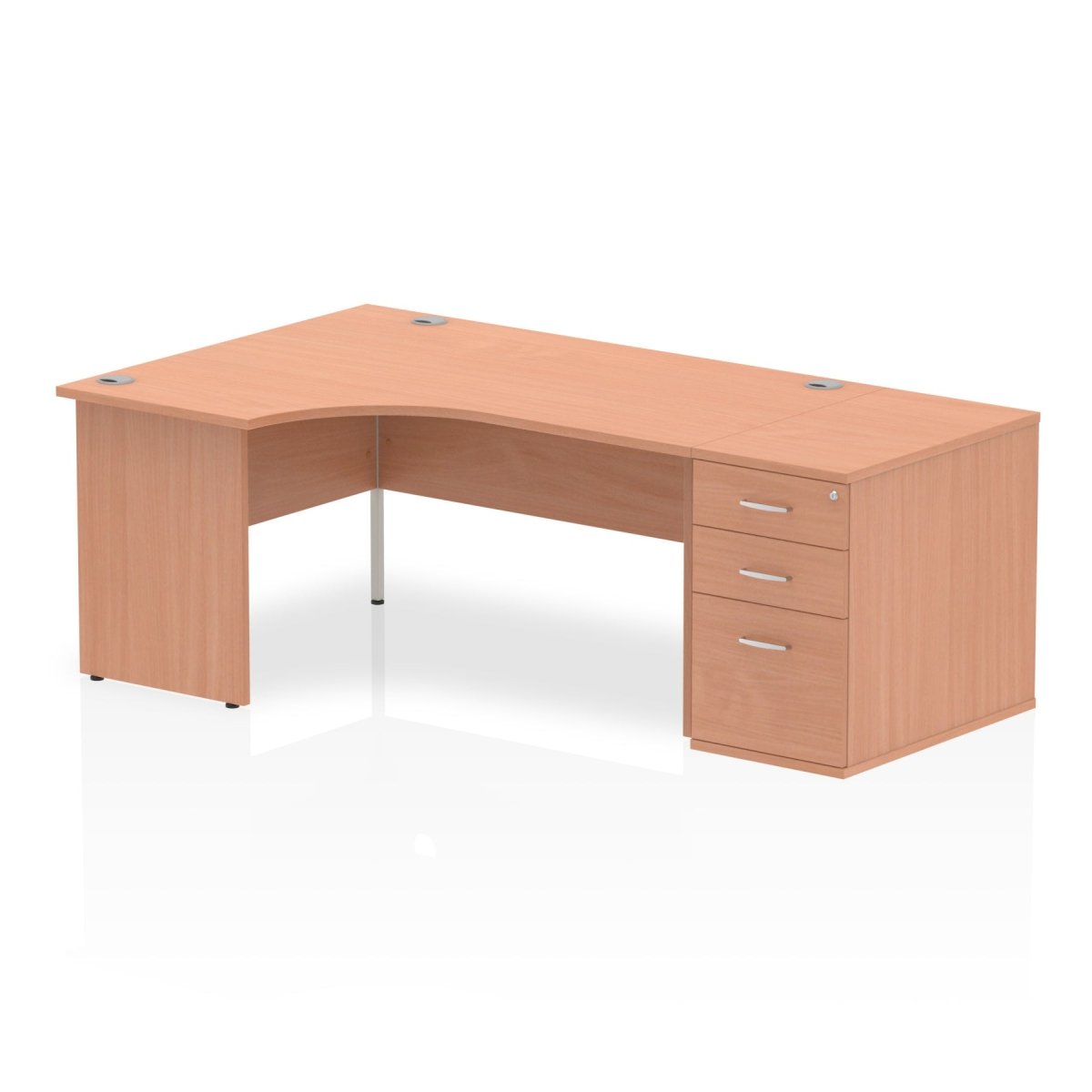 Office furniture impulse-panel-end-crescent-desk-workstation Dynamic  Beech 160 Left Wide 800 Pedestal