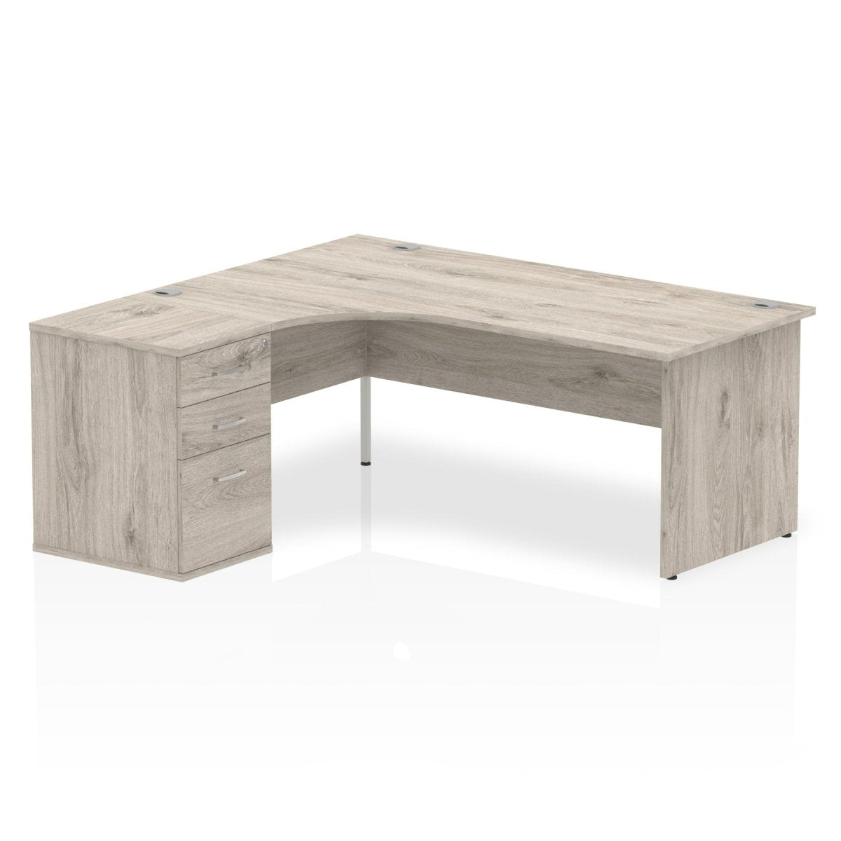 Office furniture impulse-panel-end-crescent-desk-workstation Dynamic  Grey Oak 180 Left Wide 600 Pedestal
