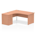 Office Desk Impulse Panel End Crescent Desk Workstation Beech 160 Left Wide 600 Pedestal