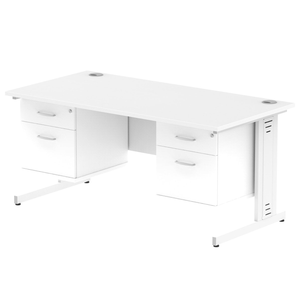 Office furniture impulse-160mm-cable-managed-straight-desk-with-fixed-pedestal Dynamic  WHITE Desk Colour 2 Drawer x2 