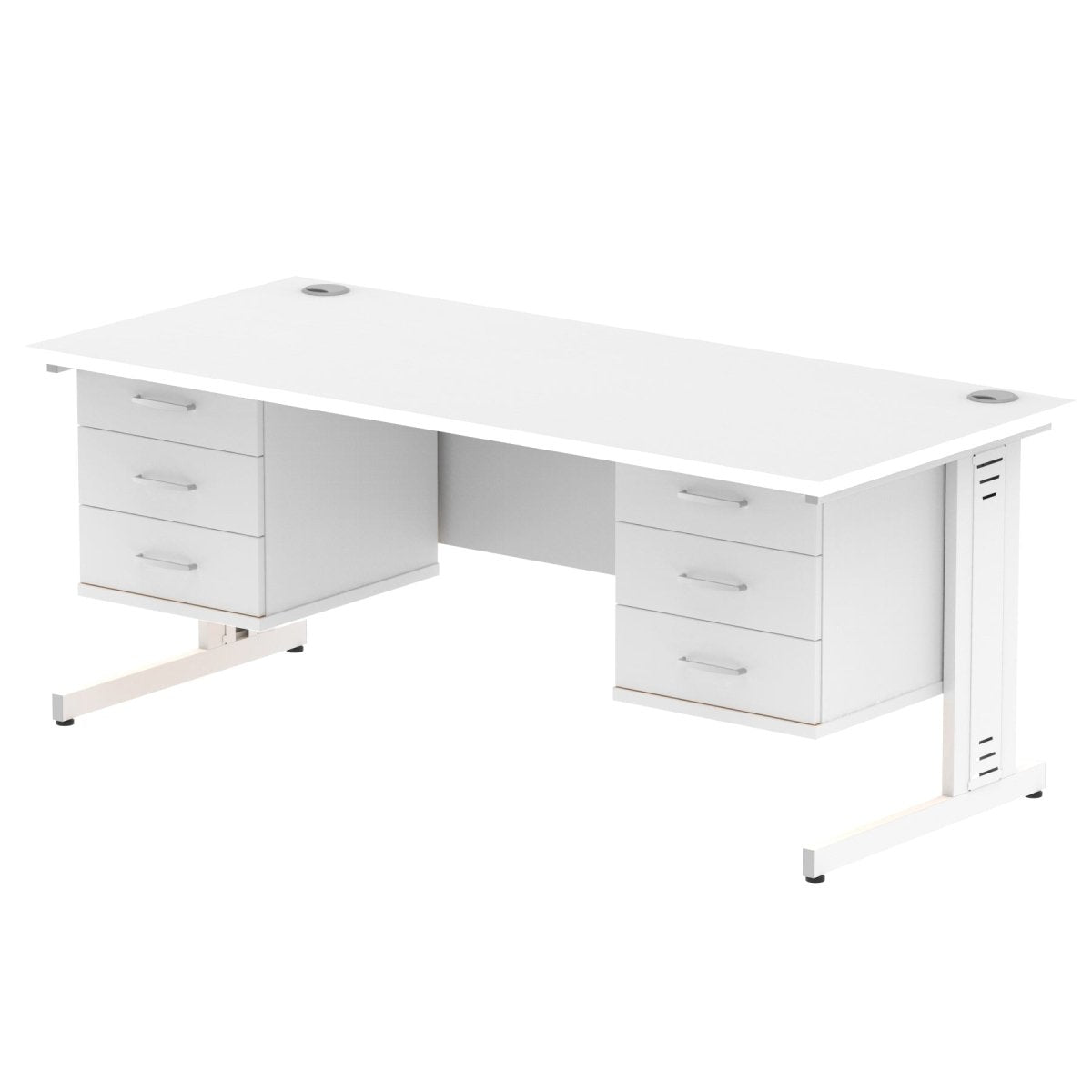 impulse-180mm-cable-managed-straight-desk-with-fixed-pedestal Dynamic  WHITE Desk Colour 2 Drawer & 3 Drawer 