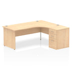 Office furniture impulse-panel-end-crescent-desk-workstation Dynamic  Maple 180 Right Wide 600 Pedestal