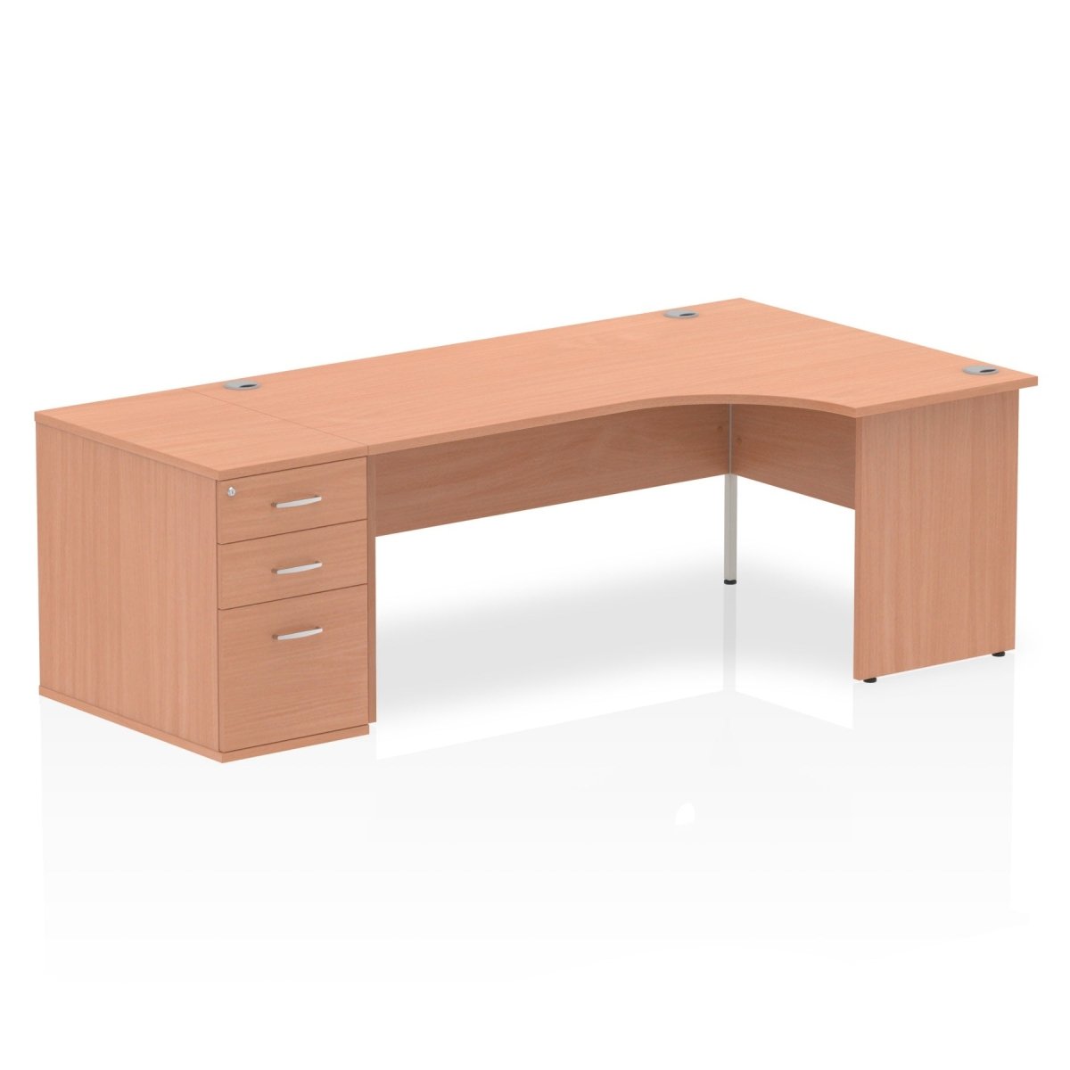 Office furniture impulse-panel-end-crescent-desk-workstation Dynamic  Beech 180 Right Wide 800 Pedestal