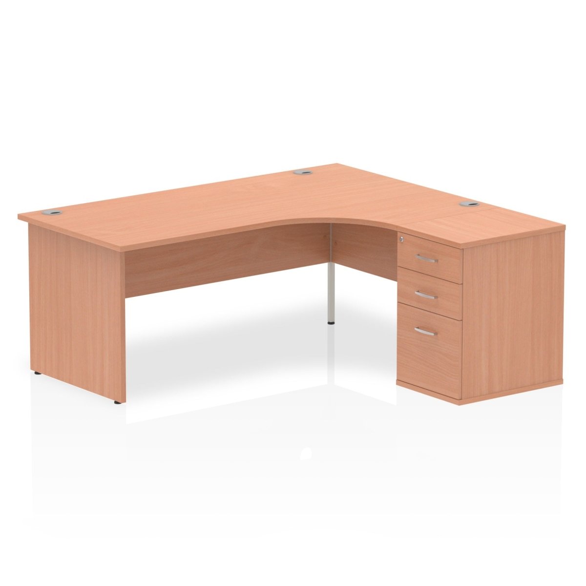 Office furniture impulse-panel-end-crescent-desk-workstation Dynamic  Beech 180 Right Wide 600 Pedestal