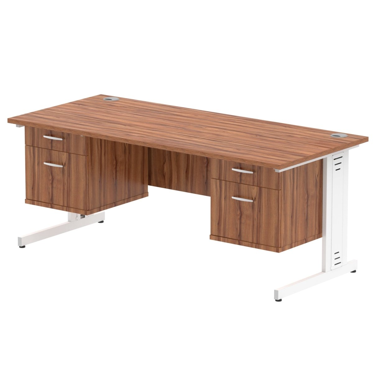 Office furniture impulse-180mm-cable-managed-straight-desk-with-fixed-pedestal Dynamic  WHITE Desk Colour 3 Drawer 