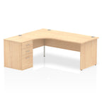Office furniture impulse-panel-end-crescent-desk-workstation Dynamic  Maple 180 Left Wide 600 Pedestal
