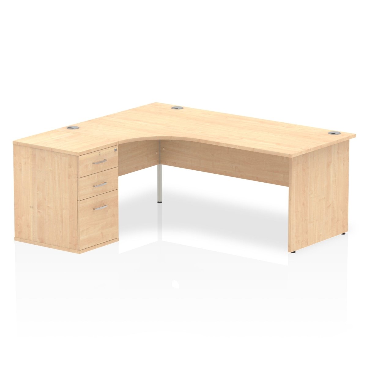 Office furniture impulse-panel-end-crescent-desk-workstation Dynamic  Maple 180 Left Wide 600 Pedestal