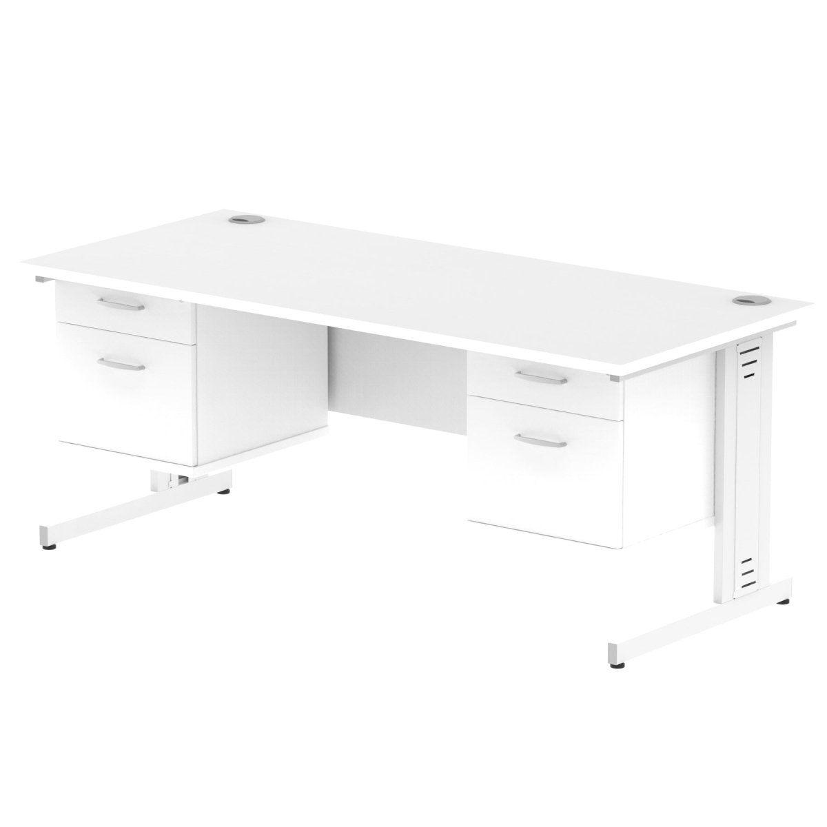 Office furniture impulse-180mm-cable-managed-straight-desk-with-fixed-pedestal Dynamic  WHITE Desk Colour 3 Drawer x2 