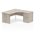 Office furniture impulse-panel-end-crescent-desk-workstation Dynamic  Grey Oak 160 Right Wide 600 Pedestal