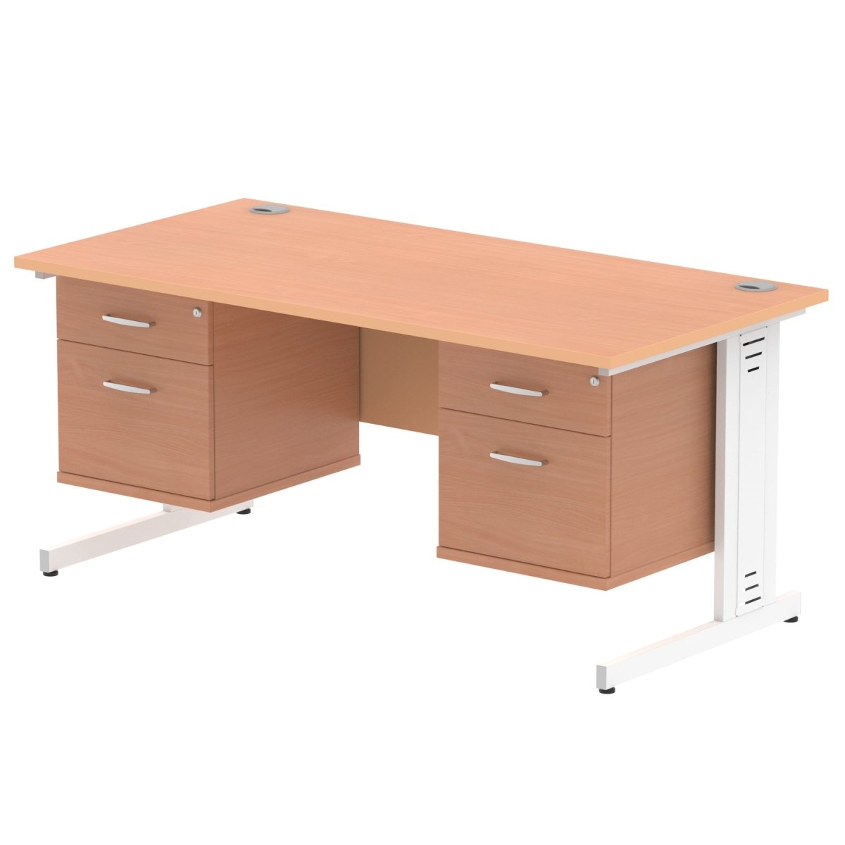 Office furniture impulse-160mm-cable-managed-straight-desk-with-fixed-pedestal Dynamic  WALNUT Desk Colour 3 Drawer 