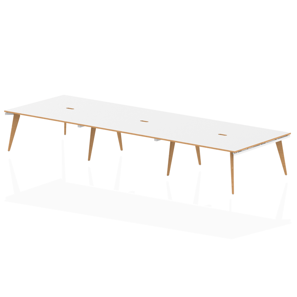 Office furniture oslo-b2b-desk Dynamic  White/Natural Wood 160 Wide 6 Person