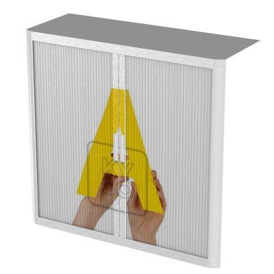Office  Tambour Holiday Cupboard  100cm H with 2 shelves EOTAM1M-Holiday 12 Office Furniture and Home Remote Working