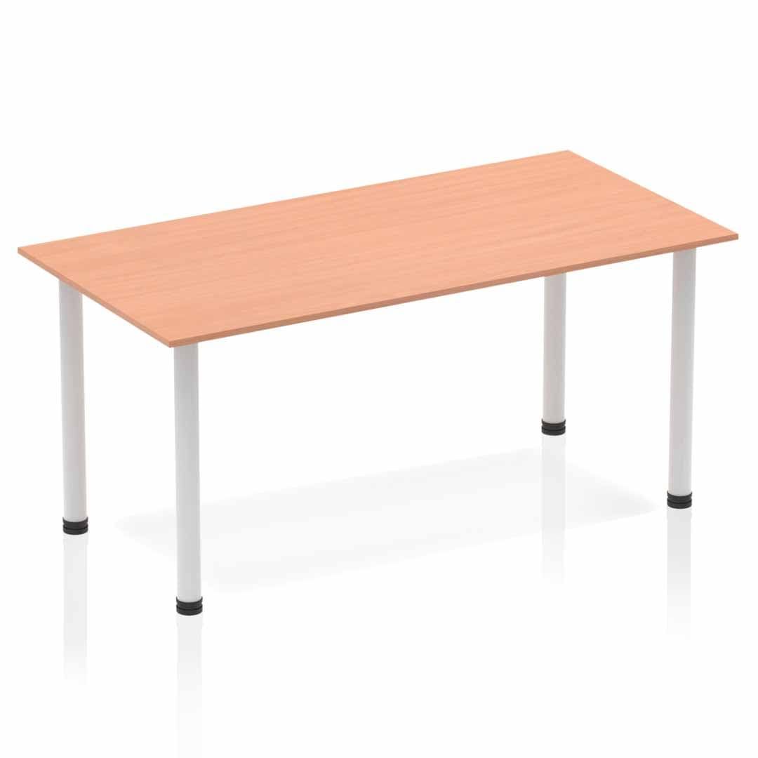 Office Table Impulse 160cm Straight Table With Post Leg Beech Silver Dynamic Office  