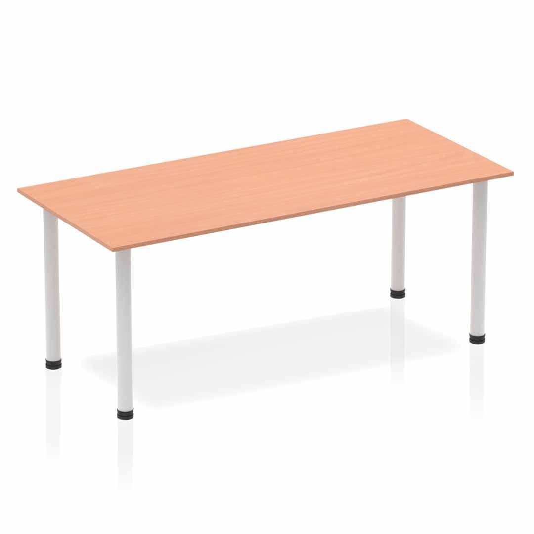 Office Table Impulse 180cm Straight Table With Post Leg Beech Silver Dynamic Office  